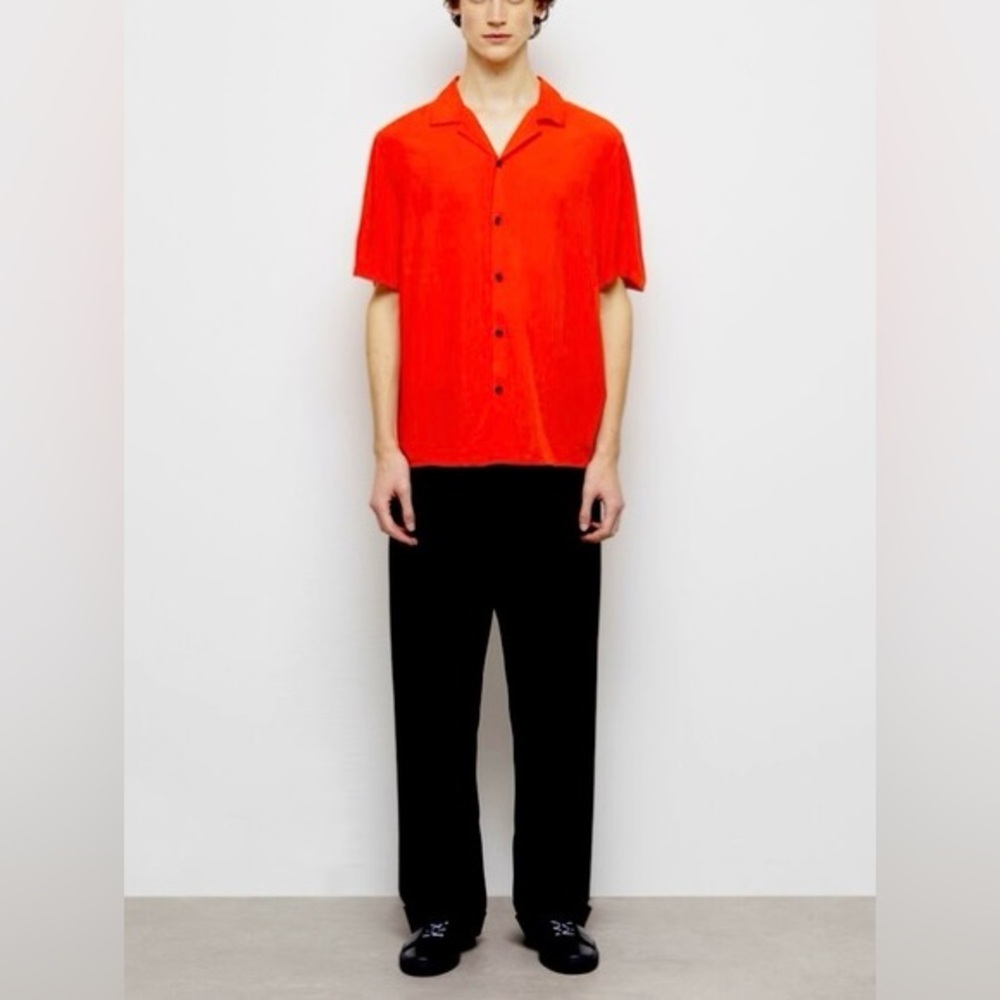 The Kooples men's blood orange red short sleeve button down shirt top sz medium